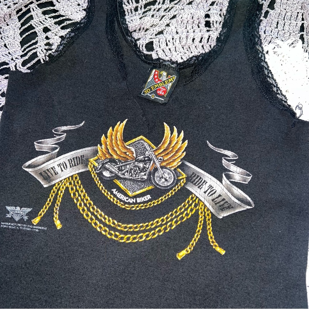 Live To Ride Distressed Cropped Tank Top - Picture 10 of 16